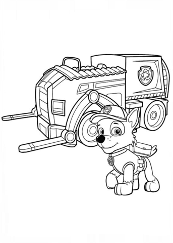 Paw Patrol Rocky'S Recycling Truck Coloring Page